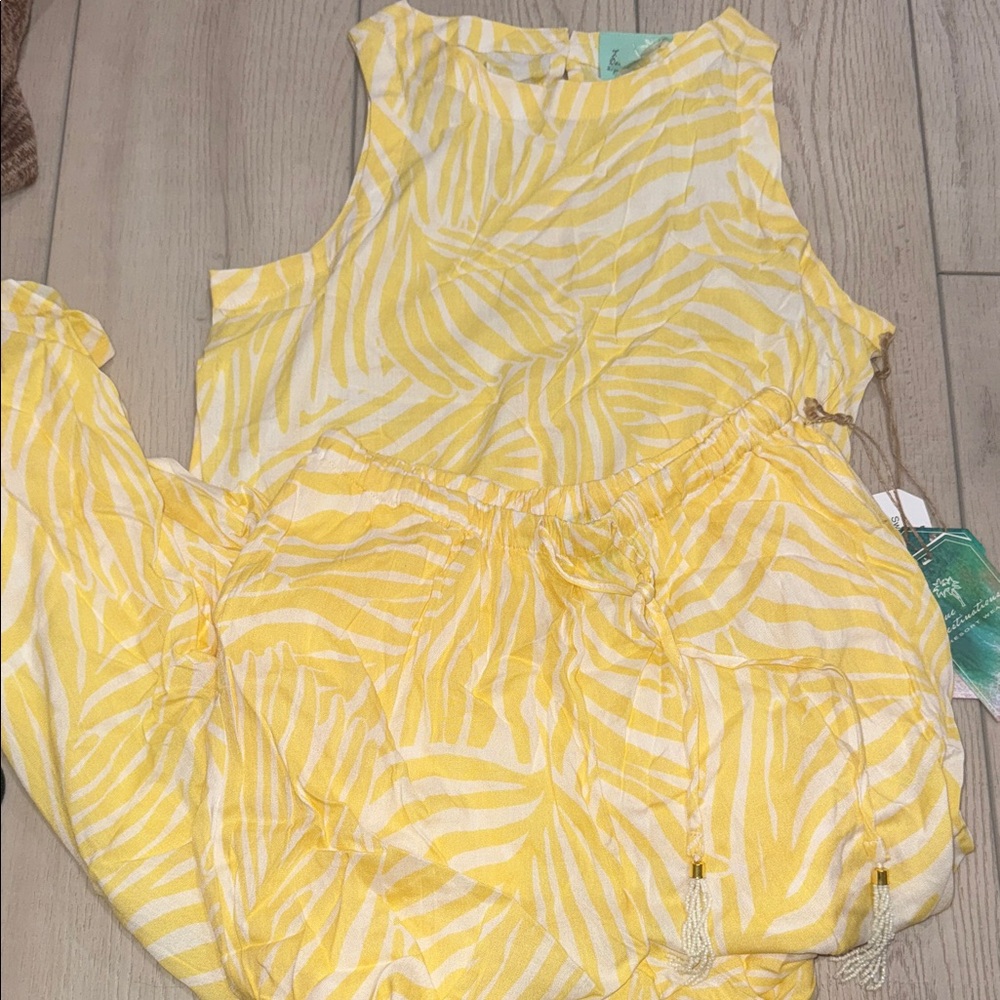 Yellow Patterned Sleeveless Top